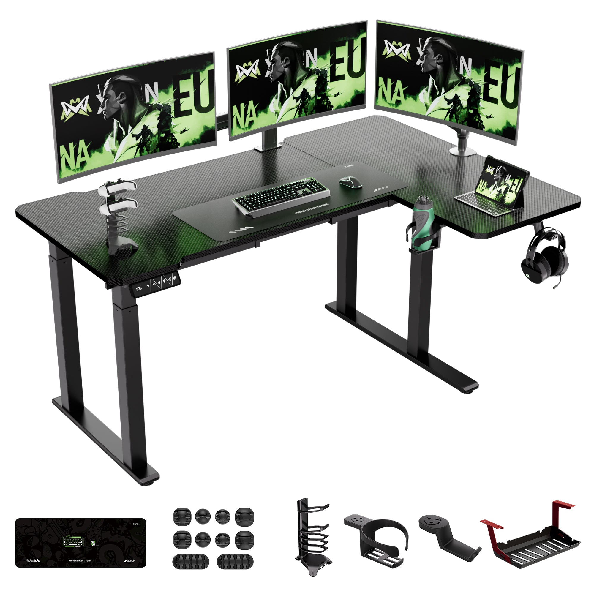 X-WIN 63" Reversible L-Shaped Electric Standing Desk 4 Legs